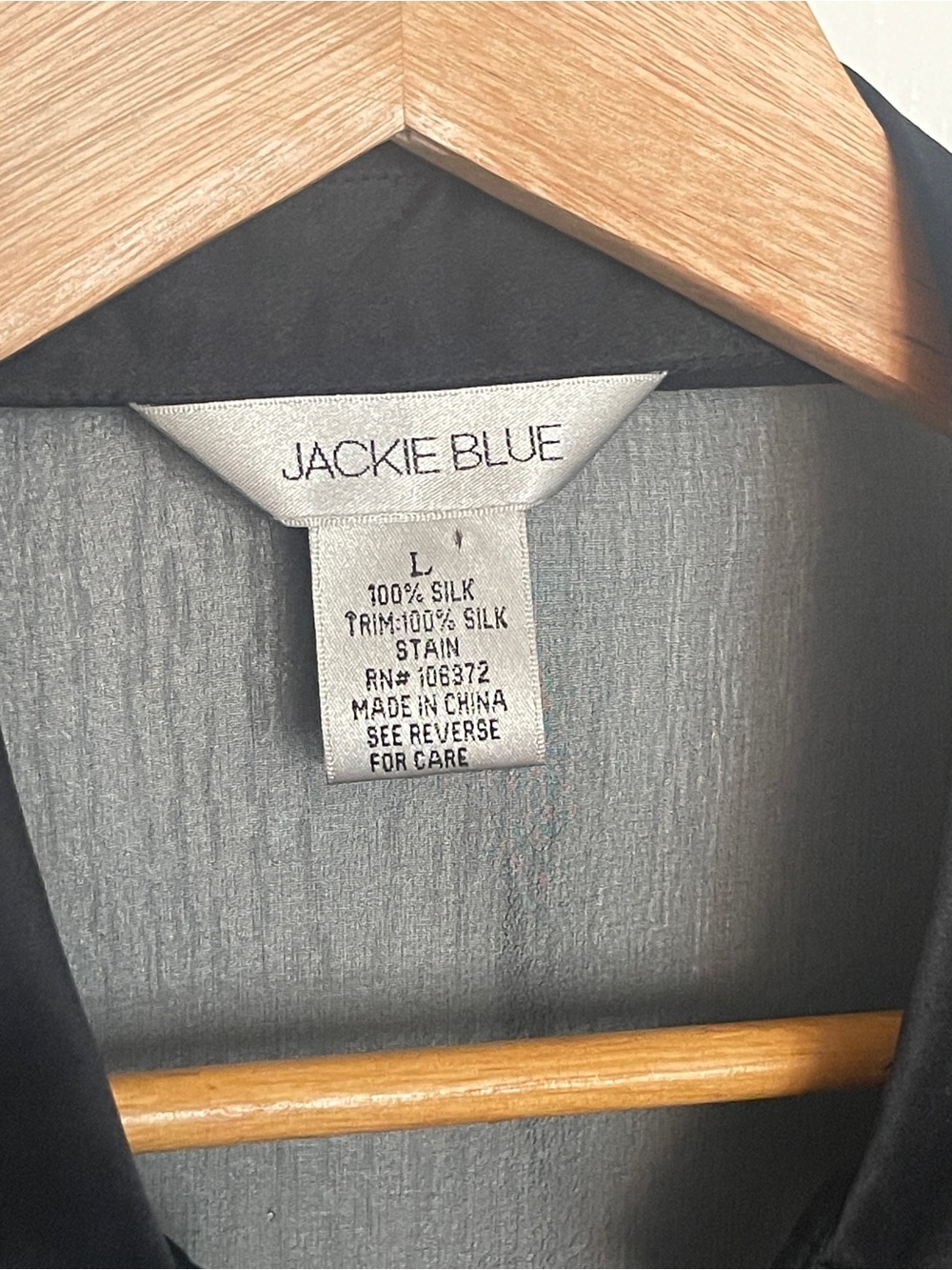 JACKIE BLUE Sheer Black Button-Front STRIPED 100% SILK Shirt Jacket Women LARGE - Picture 3 of 7